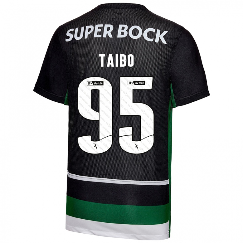 Niño Camiseta Lucas Taibo #95 Negro Blanco Verde 1ª Equipación 2024/25 La Camisa Perú