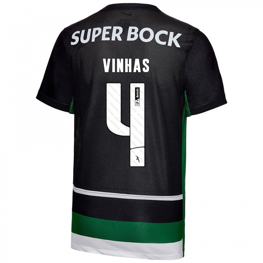 Niño Camiseta Gabriela Vinhas #4 Negro Blanco Verde 1ª Equipación 2024/25 La Camisa Perú