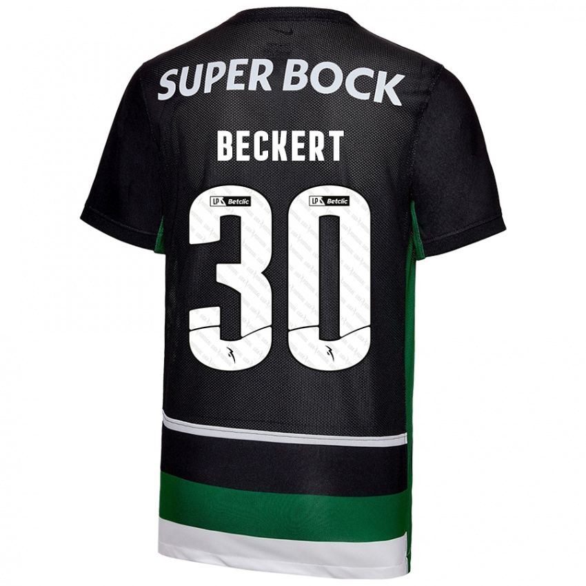 Niño Camiseta Carolina Beckert #30 Negro Blanco Verde 1ª Equipación 2024/25 La Camisa Perú