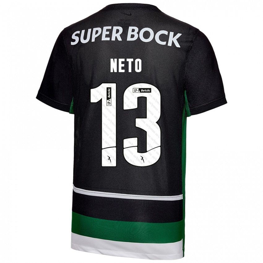 Niño Camiseta Luís Neto #13 Negro Blanco Verde 1ª Equipación 2024/25 La Camisa Perú