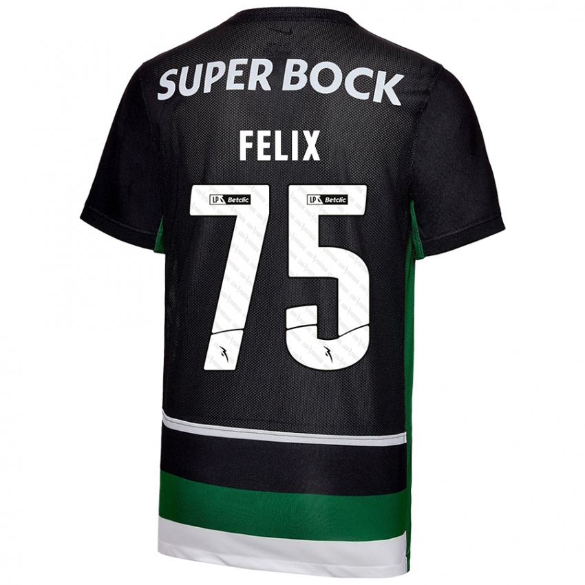 Niño Camiseta Vando Félix #75 Negro Blanco Verde 1ª Equipación 2024/25 La Camisa Perú