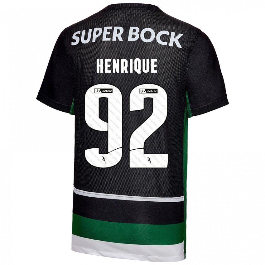 Niño Camiseta Eduardo Henrique #92 Negro Blanco Verde 1ª Equipación 2024/25 La Camisa Perú