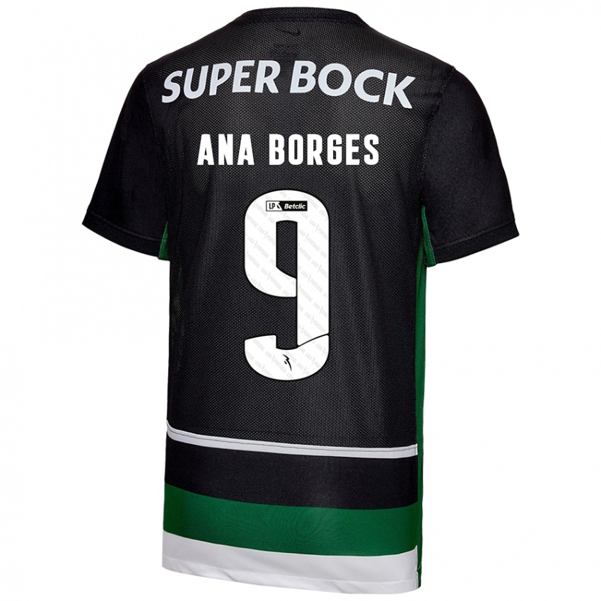 Niño Camiseta Ana Catarina Marques Borges #9 Negro Blanco Verde 1ª Equipación 2024/25 La Camisa Perú