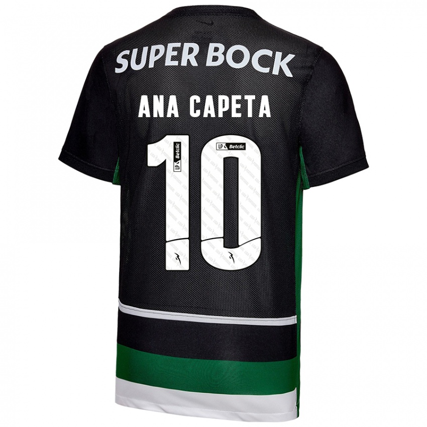 Niño Camiseta Ana Capeta #10 Negro Blanco Verde 1ª Equipación 2024/25 La Camisa Perú