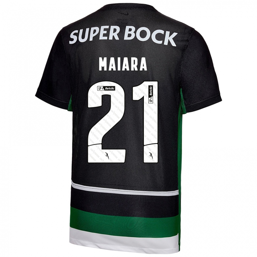 Niño Camiseta Maiara Carolina Niehues #21 Negro Blanco Verde 1ª Equipación 2024/25 La Camisa Perú