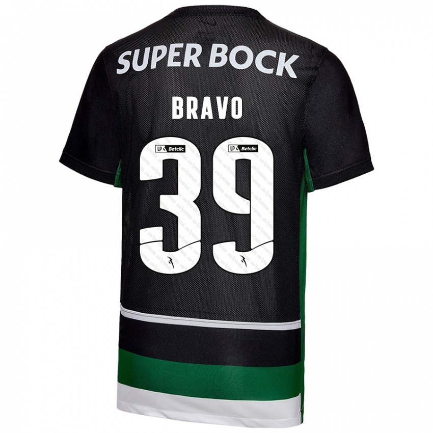 Niño Camiseta Bravo #39 Negro Blanco Verde 1ª Equipación 2024/25 La Camisa Perú