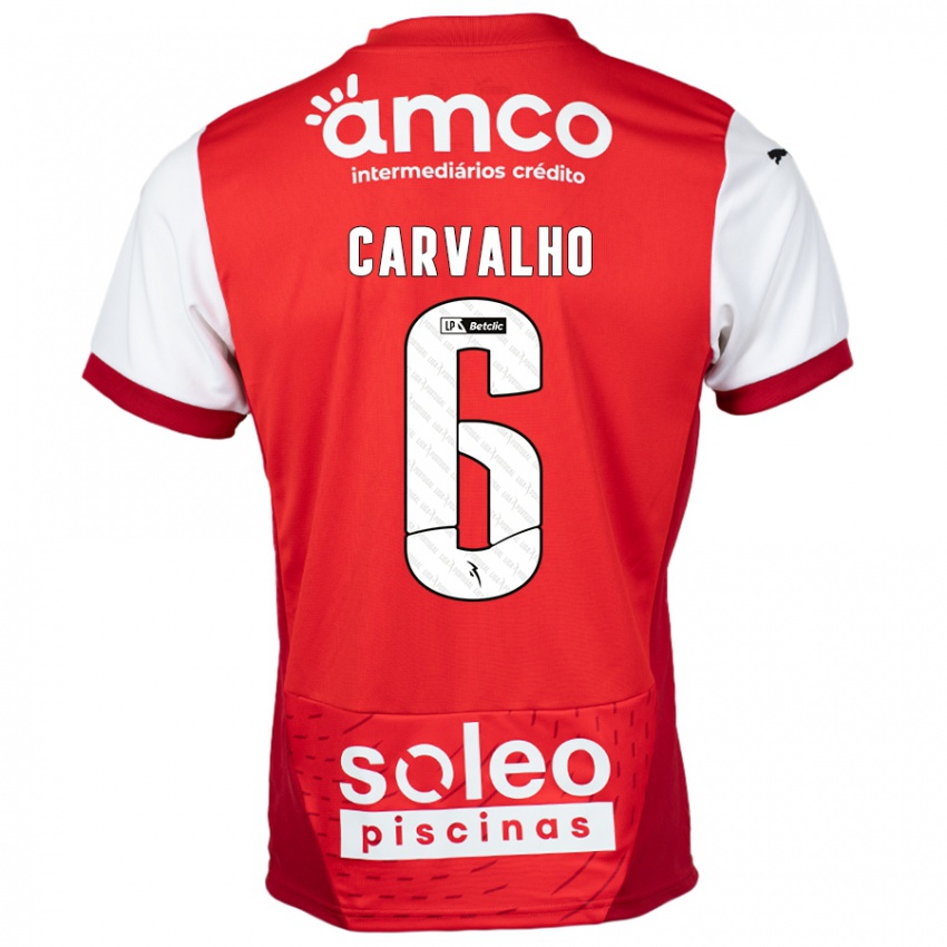 Niño Camiseta Vitor Carvalho #6 Rojo Blanco 1ª Equipación 2024/25 La Camisa Perú