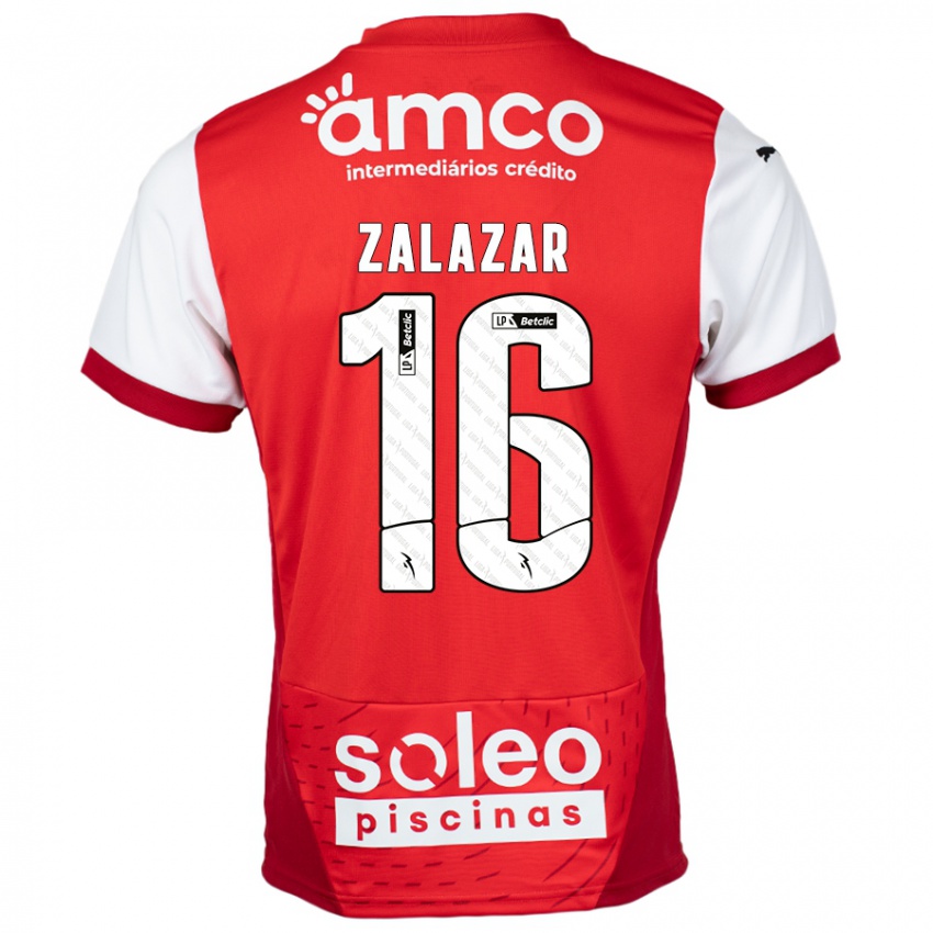 Niño Camiseta Rodrigo Zalazar #16 Rojo Blanco 1ª Equipación 2024/25 La Camisa Perú