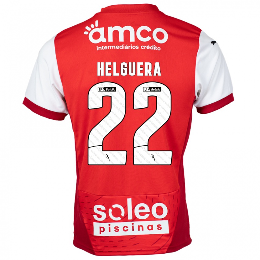 Niño Camiseta Thiago Helguera #22 Rojo Blanco 1ª Equipación 2024/25 La Camisa Perú