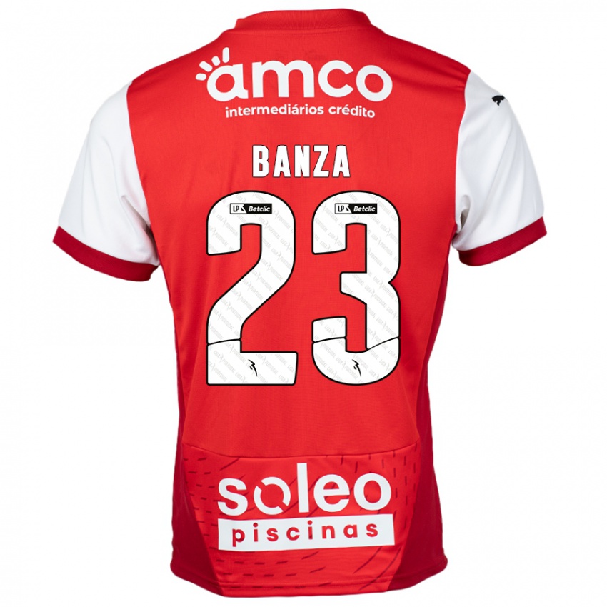 Niño Camiseta Simon Banza #23 Rojo Blanco 1ª Equipación 2024/25 La Camisa Perú