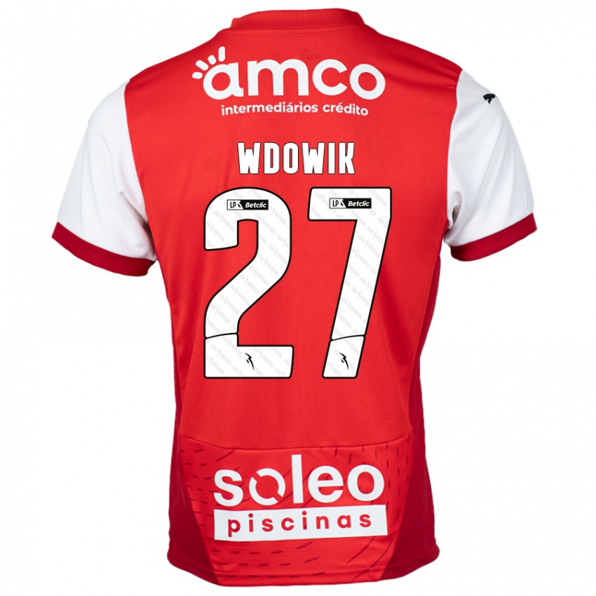 Niño Camiseta Bartlomiej Wdowik #27 Rojo Blanco 1ª Equipación 2024/25 La Camisa Perú