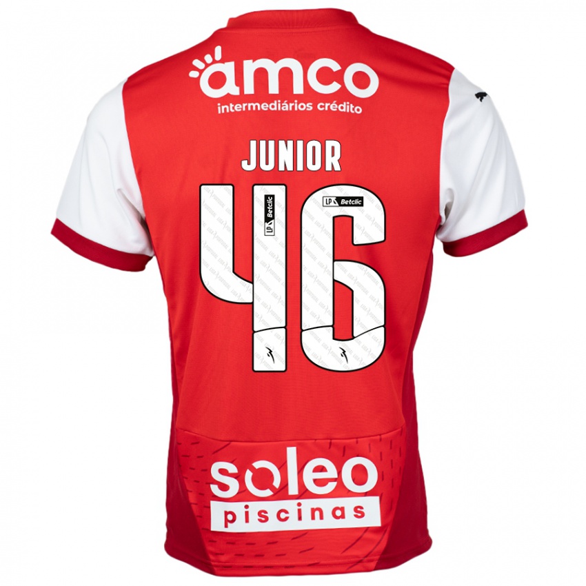 Niño Camiseta Mário Junior #46 Rojo Blanco 1ª Equipación 2024/25 La Camisa Perú