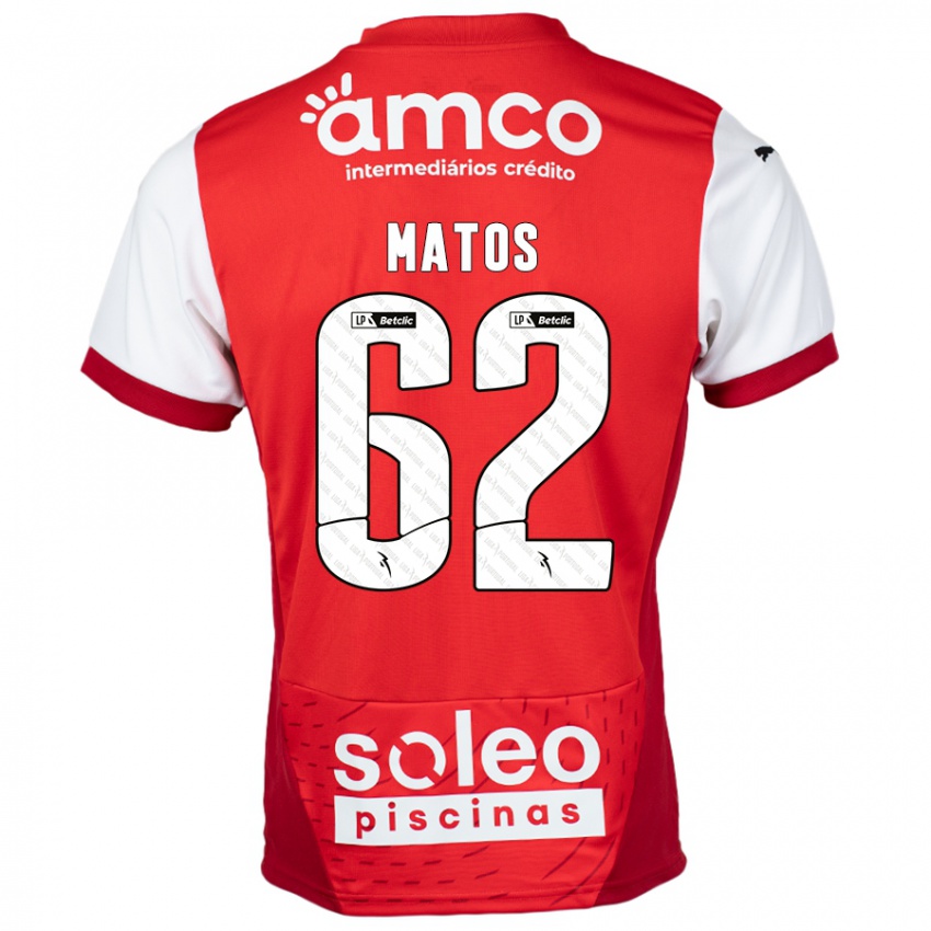 Niño Camiseta Nuno Matos #62 Rojo Blanco 1ª Equipación 2024/25 La Camisa Perú