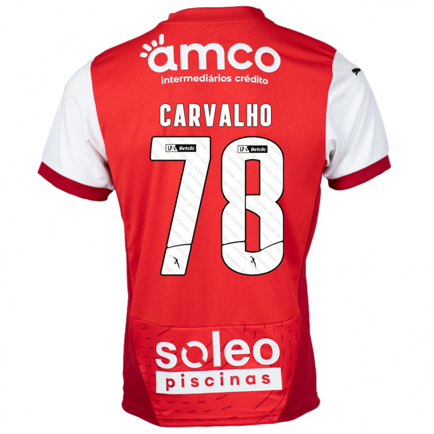 Niño Camiseta João Carvalho #78 Rojo Blanco 1ª Equipación 2024/25 La Camisa Perú