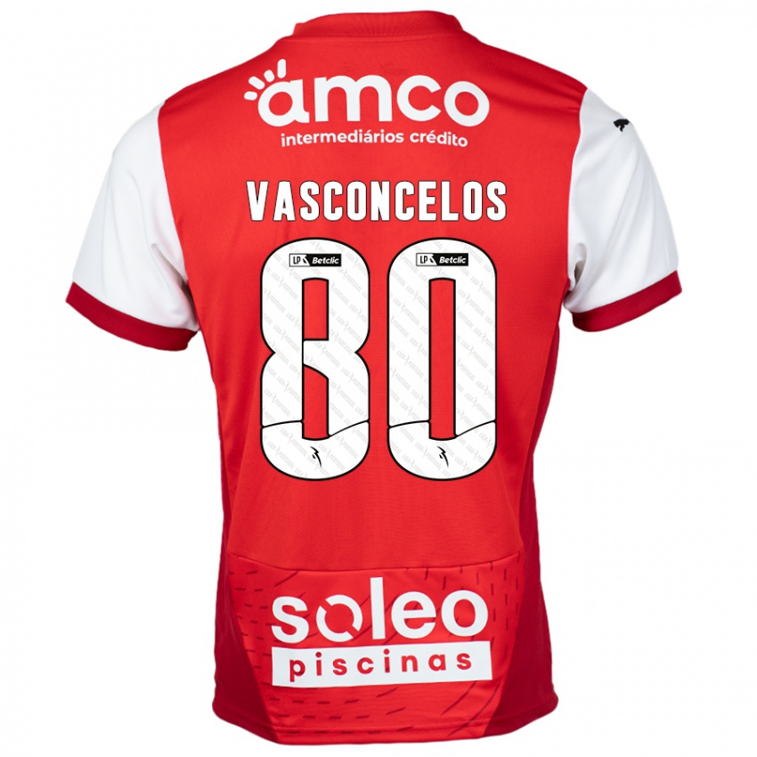 Niño Camiseta Vasconcelos #80 Rojo Blanco 1ª Equipación 2024/25 La Camisa Perú