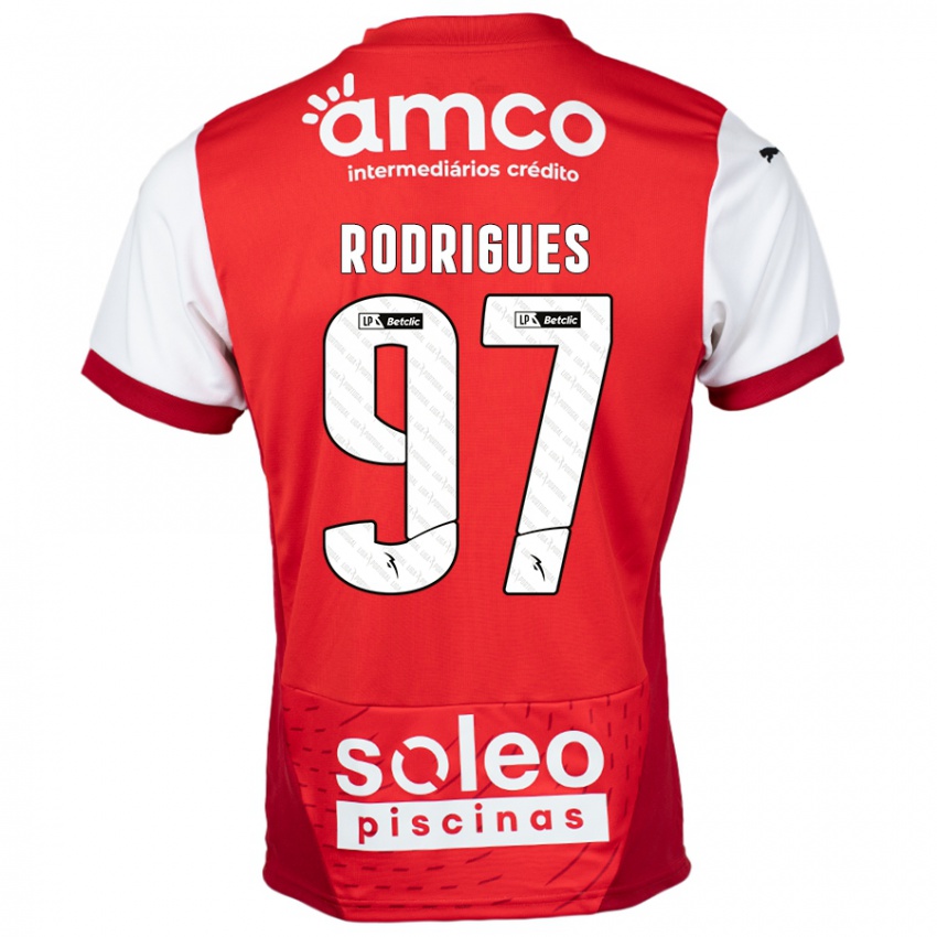 Niño Camiseta Dinis Rodrigues #97 Rojo Blanco 1ª Equipación 2024/25 La Camisa Perú