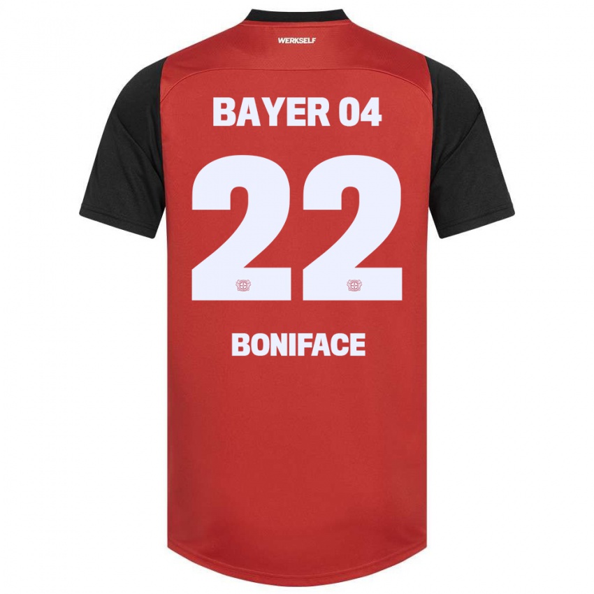 Niño Camiseta Victor Boniface #22 Rojo Negro 1ª Equipación 2024/25 La Camisa Perú