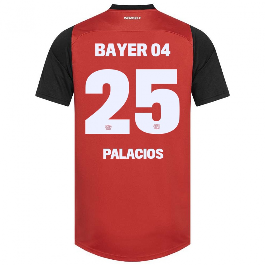 Niño Camiseta Exequiel Palacios #25 Rojo Negro 1ª Equipación 2024/25 La Camisa Perú