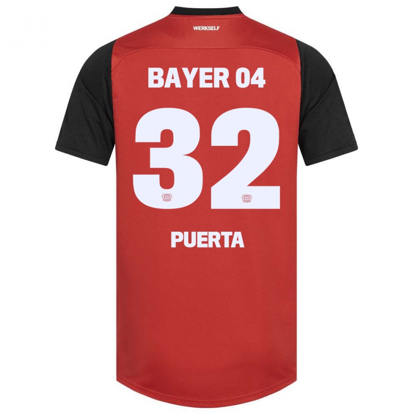 Niño Camiseta Gustavo Puerta #32 Rojo Negro 1ª Equipación 2024/25 La Camisa Perú