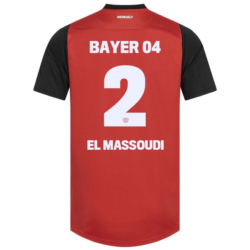 Niño Camiseta Nassim El Massoudi #2 Rojo Negro 1ª Equipación 2024/25 La Camisa Perú