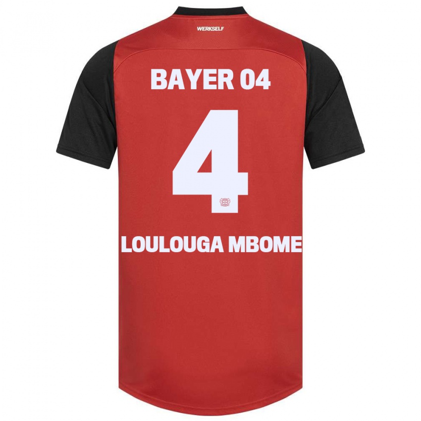 Niño Camiseta Adrien Loulouga Mbome #4 Rojo Negro 1ª Equipación 2024/25 La Camisa Perú