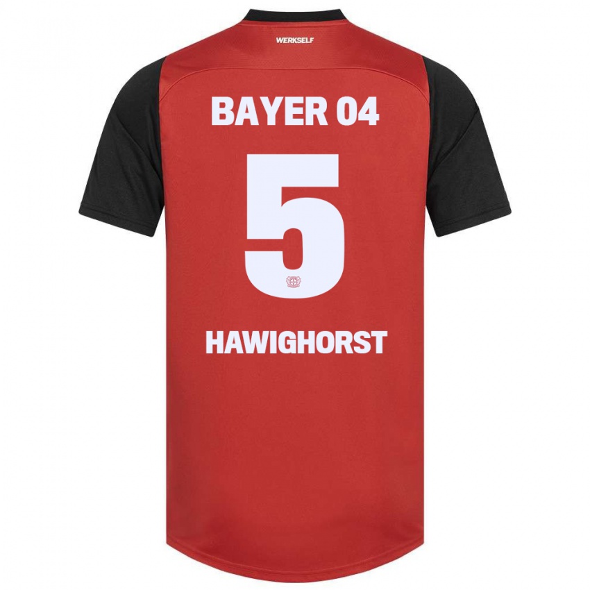 Niño Camiseta Ben Hawighorst #5 Rojo Negro 1ª Equipación 2024/25 La Camisa Perú