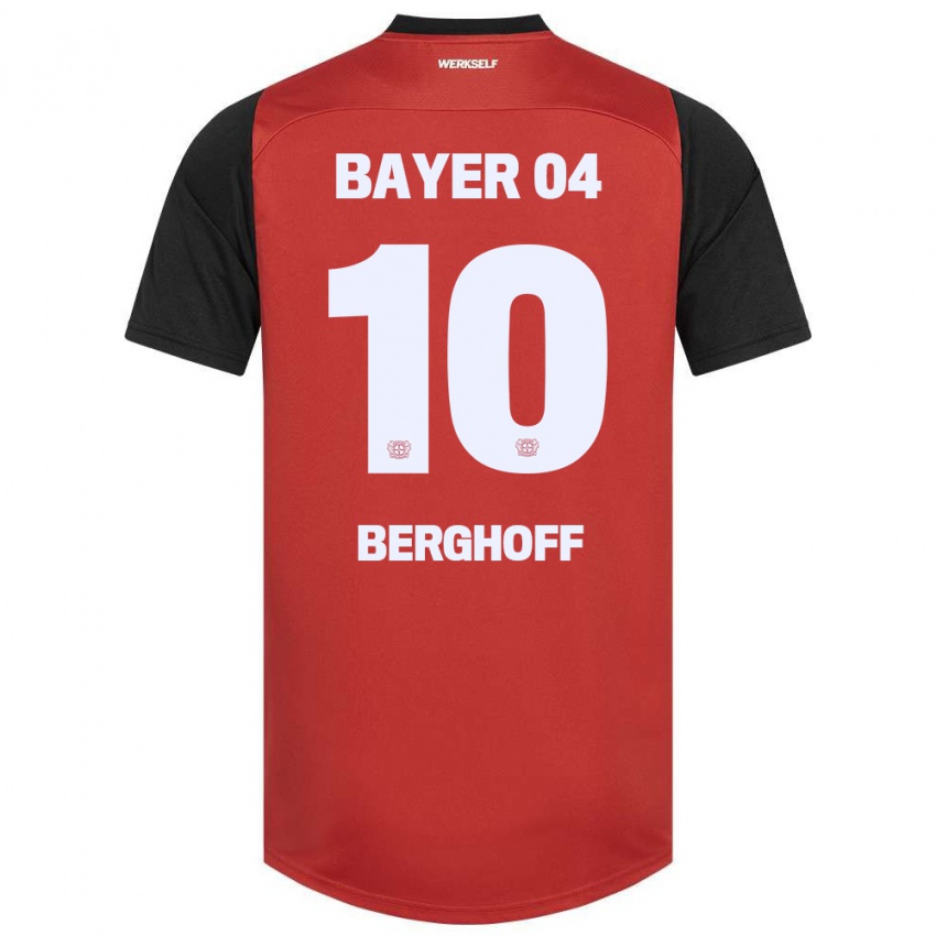 Niño Camiseta Jonah Berghoff #10 Rojo Negro 1ª Equipación 2024/25 La Camisa Perú