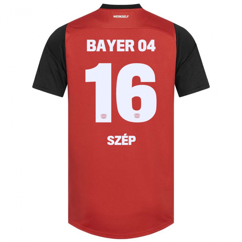 Niño Camiseta Márton Szép #16 Rojo Negro 1ª Equipación 2024/25 La Camisa Perú