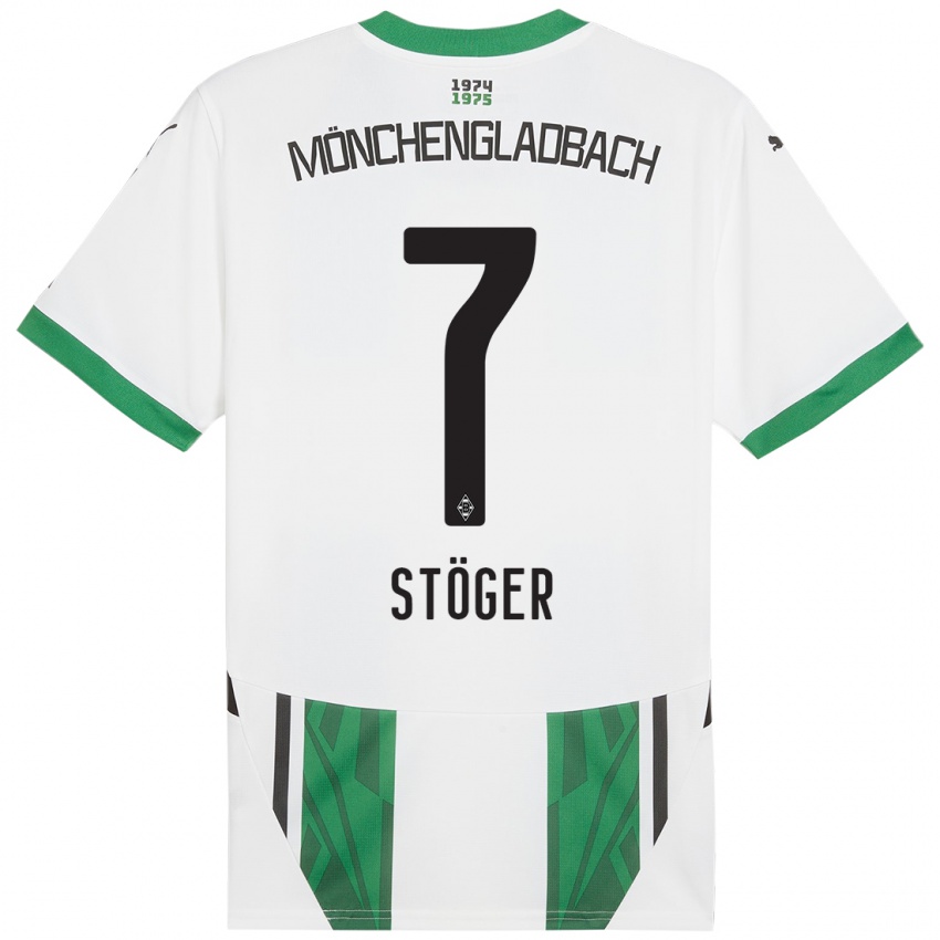 Niño Camiseta Kevin Stöger #7 Blanco Verde 1ª Equipación 2024/25 La Camisa Perú