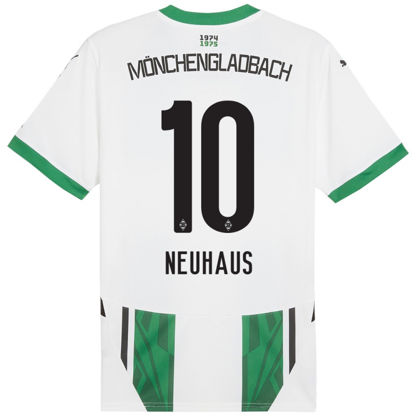 Niño Camiseta Florian Neuhaus #10 Blanco Verde 1ª Equipación 2024/25 La Camisa Perú