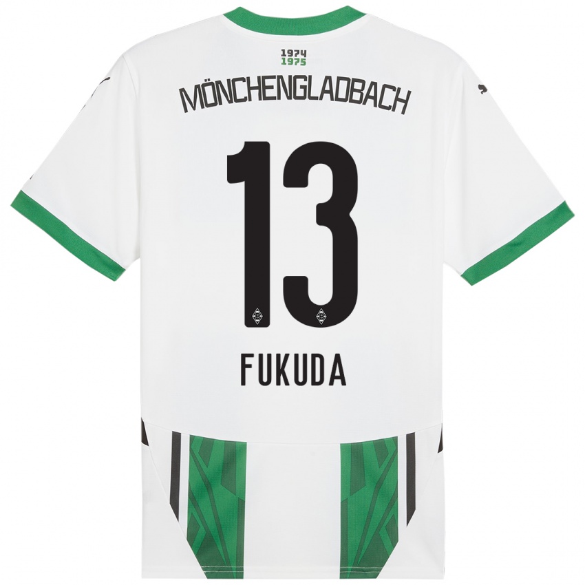 Niño Camiseta Shio Fukuda #13 Blanco Verde 1ª Equipación 2024/25 La Camisa Perú