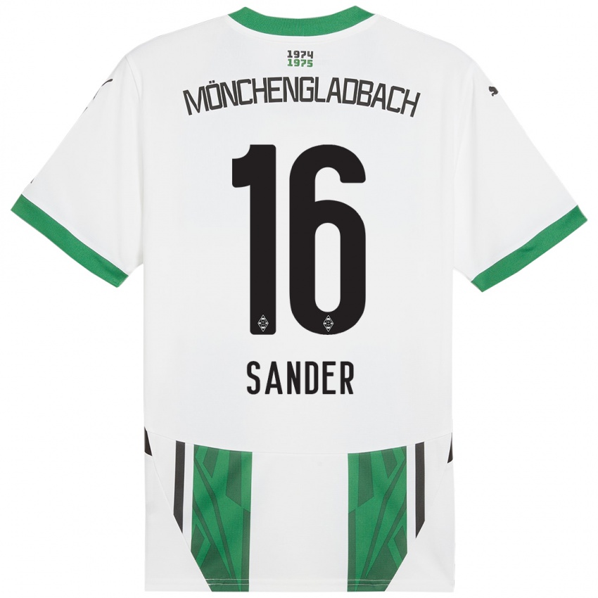 Niño Camiseta Philipp Sander #16 Blanco Verde 1ª Equipación 2024/25 La Camisa Perú