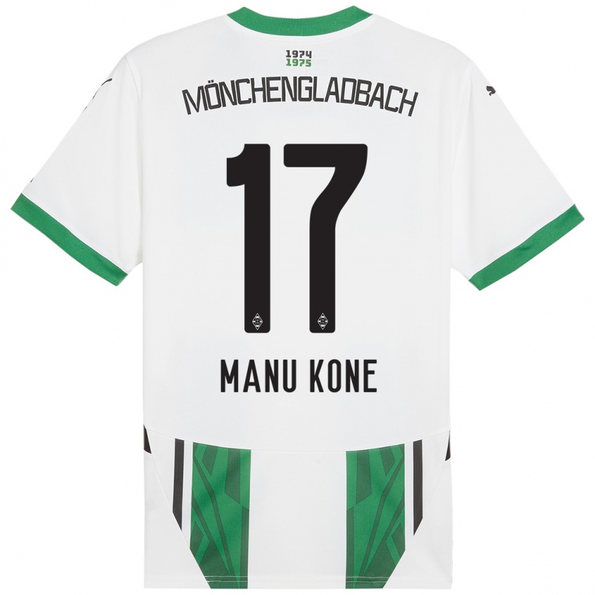 Niño Camiseta Manu Koné #17 Blanco Verde 1ª Equipación 2024/25 La Camisa Perú