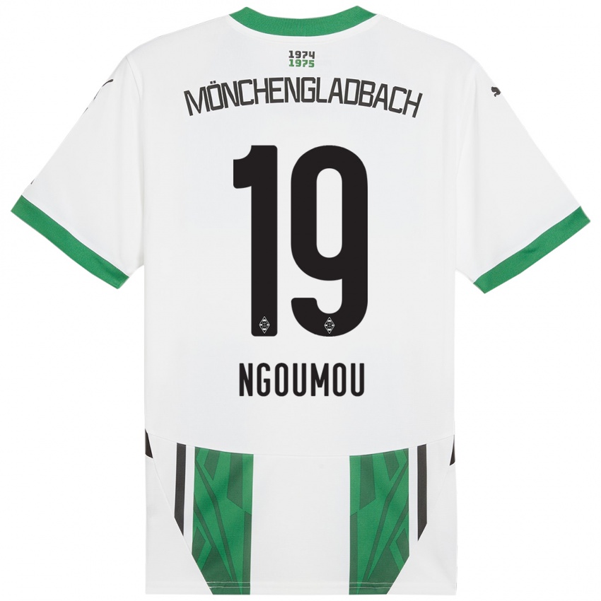 Niño Camiseta Nathan Ngoumou #19 Blanco Verde 1ª Equipación 2024/25 La Camisa Perú