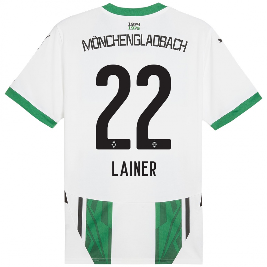 Niño Camiseta Stefan Lainer #22 Blanco Verde 1ª Equipación 2024/25 La Camisa Perú