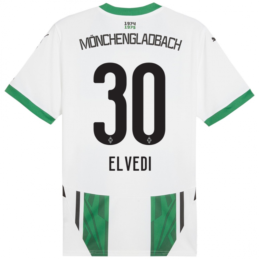 Niño Camiseta Nico Elvedi #30 Blanco Verde 1ª Equipación 2024/25 La Camisa Perú