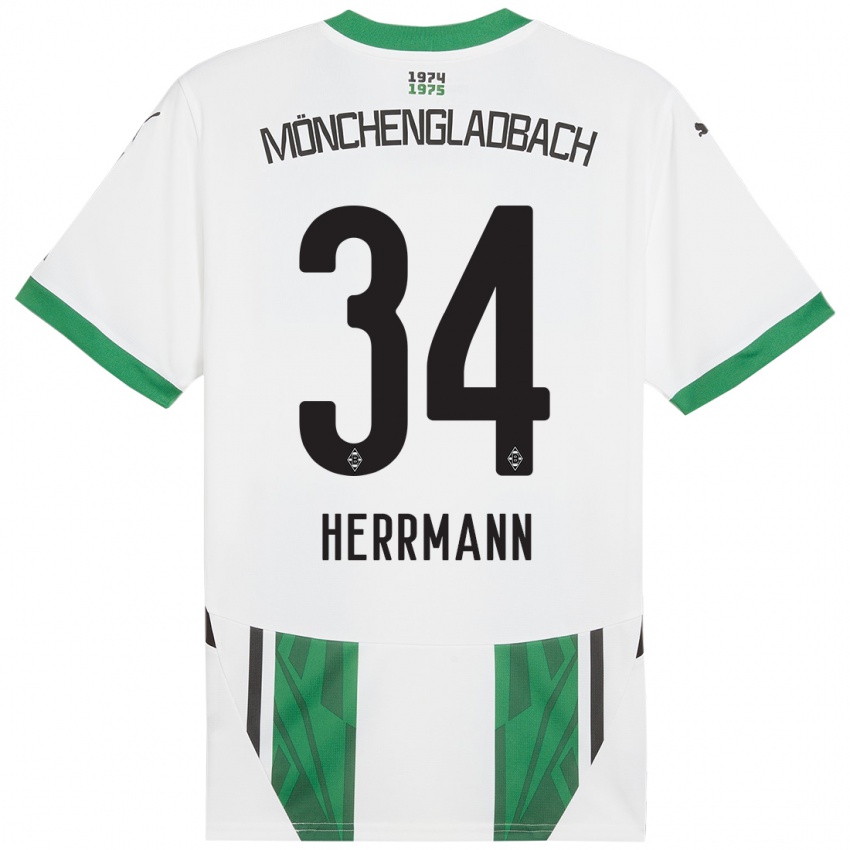 Niño Camiseta Charles Herrmann #34 Blanco Verde 1ª Equipación 2024/25 La Camisa Perú