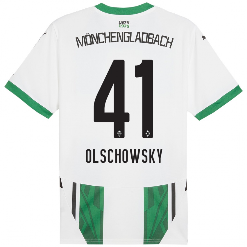 Niño Camiseta Jan Olschowsky #41 Blanco Verde 1ª Equipación 2024/25 La Camisa Perú