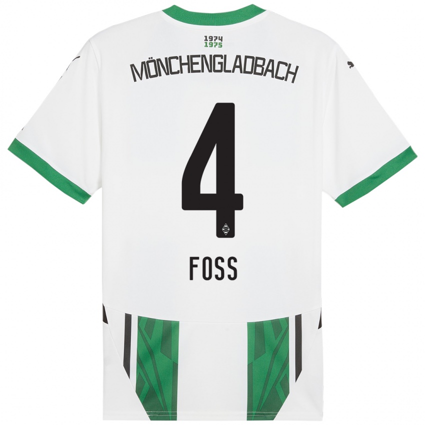 Niño Camiseta Jonathan Foss #4 Blanco Verde 1ª Equipación 2024/25 La Camisa Perú