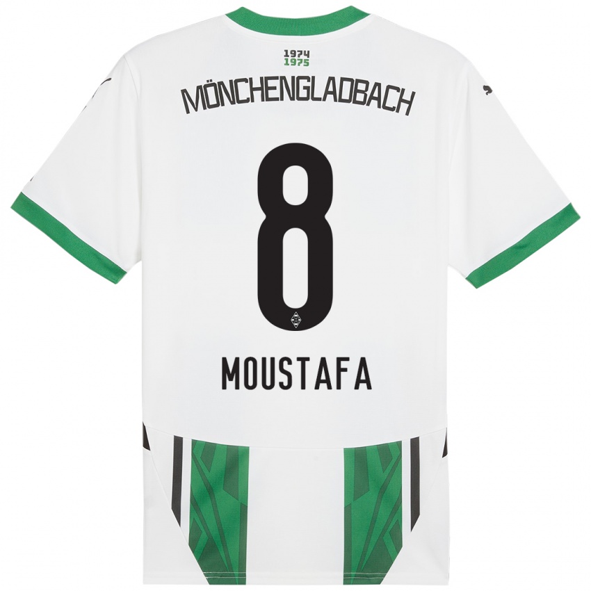 Niño Camiseta Moustafa Ashraf Moustafa #8 Blanco Verde 1ª Equipación 2024/25 La Camisa Perú