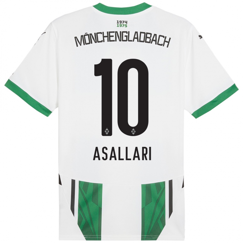 Niño Camiseta Kushtrim Asallari #10 Blanco Verde 1ª Equipación 2024/25 La Camisa Perú