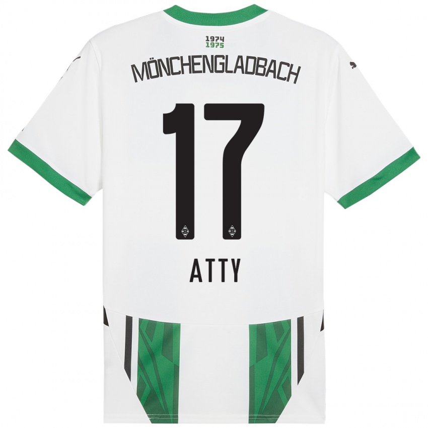 Niño Camiseta Yassir Atty #17 Blanco Verde 1ª Equipación 2024/25 La Camisa Perú