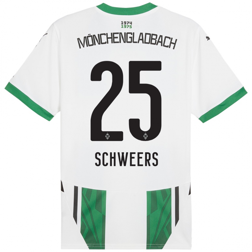 Niño Camiseta Lion Schweers #25 Blanco Verde 1ª Equipación 2024/25 La Camisa Perú