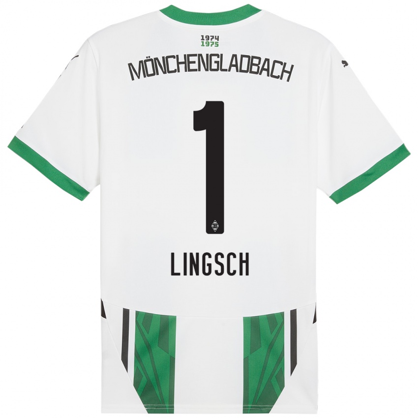 Niño Camiseta Tina Lingsch #1 Blanco Verde 1ª Equipación 2024/25 La Camisa Perú