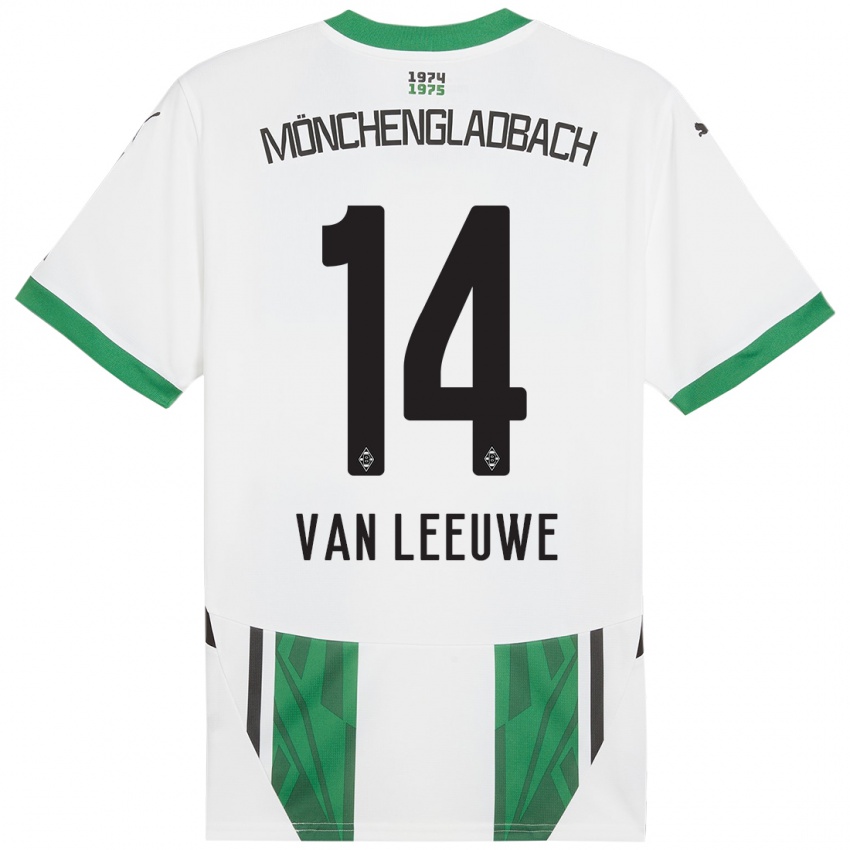 Niño Camiseta Kyra Van Leeuwe #14 Blanco Verde 1ª Equipación 2024/25 La Camisa Perú