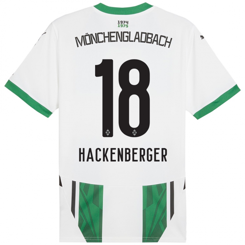 Niño Camiseta Jessica Hackenberger #18 Blanco Verde 1ª Equipación 2024/25 La Camisa Perú