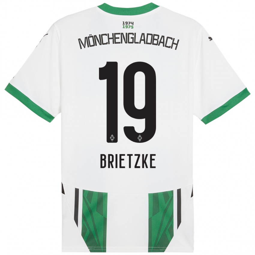 Niño Camiseta Yvonne Brietzke #19 Blanco Verde 1ª Equipación 2024/25 La Camisa Perú