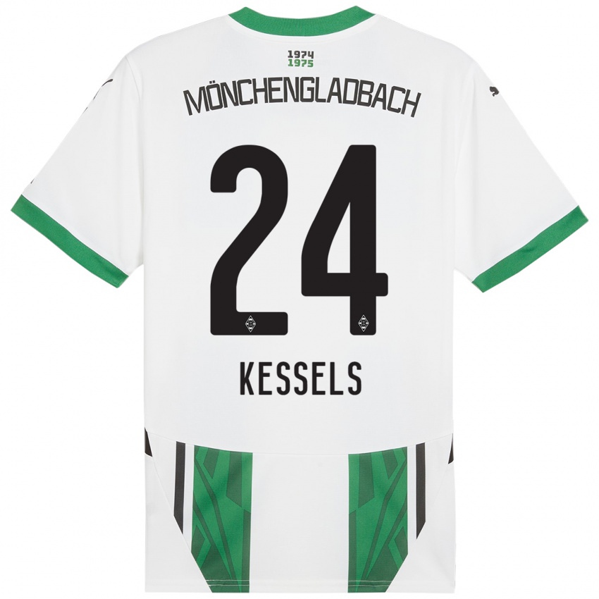 Niño Camiseta Imke Kessels #24 Blanco Verde 1ª Equipación 2024/25 La Camisa Perú