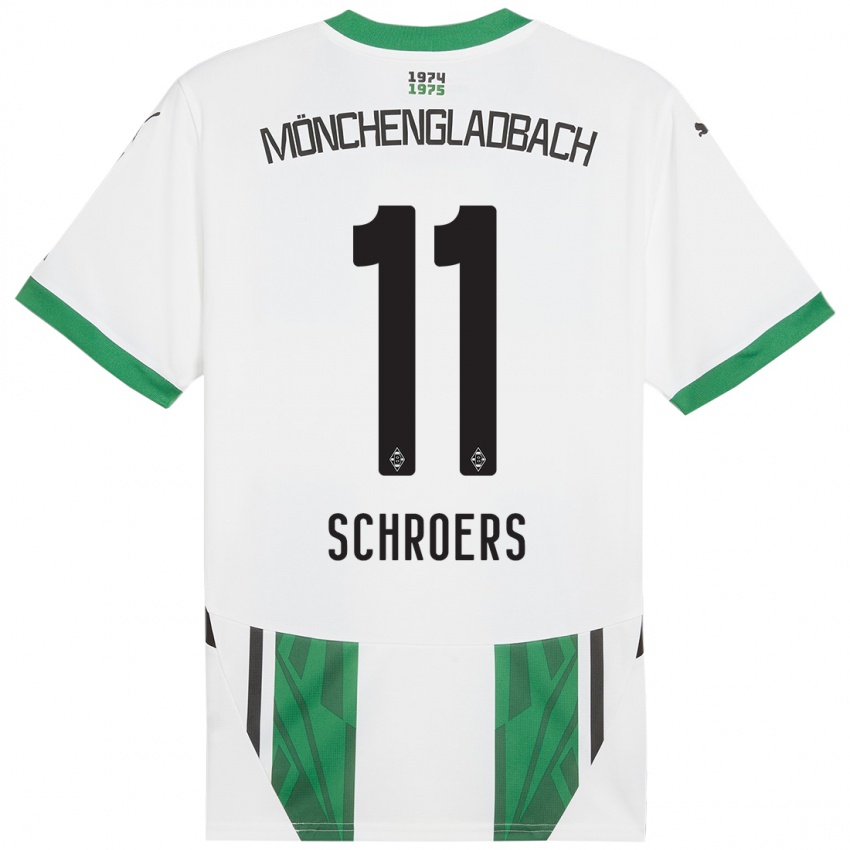 Niño Camiseta Mika Schroers #11 Blanco Verde 1ª Equipación 2024/25 La Camisa Perú