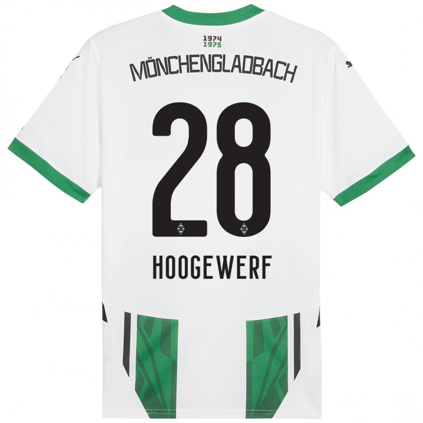 Niño Camiseta Dillon Hoogewerf #28 Blanco Verde 1ª Equipación 2024/25 La Camisa Perú